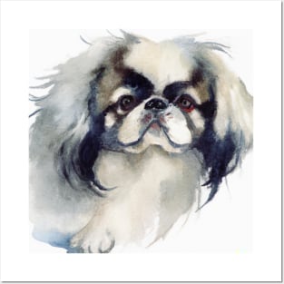 Japanese Chin Watercolor - Dog Lover Gifts Posters and Art